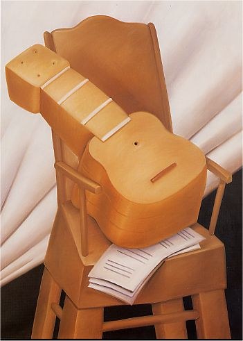 Fernando Botero Guitar and Chair 1983